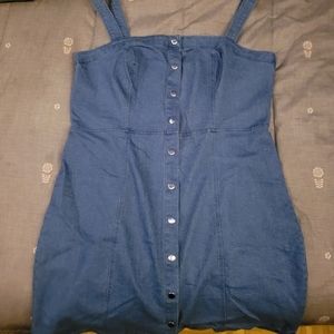 Plus Button Front Cami Denim Dress